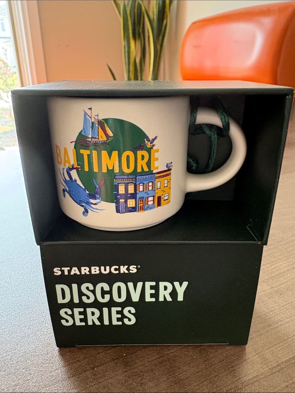 Starbucks Baltimore Discovery Series White Mug with Yellow & Green Accents